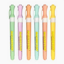 CANETA MARCA TEXTO PASTEL SLIM KIT 06 CORES - MASTERPRINT