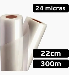 FILME BOPP BRILHO 24 MICRAS 22CM X 300M TUBETE 3"