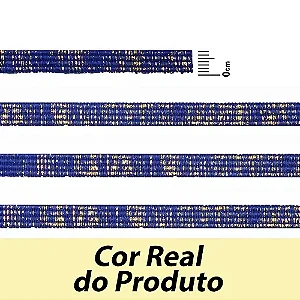 ELÁSTICO CHATO CROCHET 7MM AZUL ROYAL/ OURO COM BRILHO