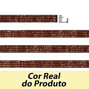 ELÁSTICO CHATO CROCHET 7MM MARROM/ OURO COM BRILHO