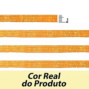 ELÁSTICO CHATO CROCHET 7MM LARANJA CITRICO/ OURO COM BRILHO