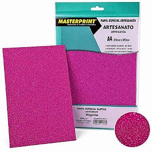 MP-PAPEL MAGENTA GLITTER/ARTESANATO 250G/M² A4 - 10FOLHAS DER 4
