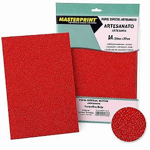 MP-PAPEL VERMELHO GLITTER/ARTESANATO 250G/M² A4 - 10FOLHAS DER 4
