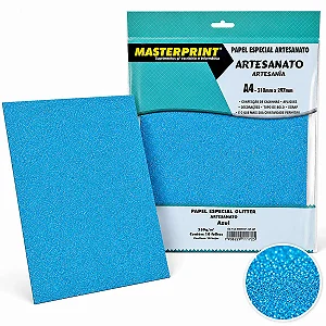 MP-PAPEL AZUL GLITTER/ARTESANATO 250G/M² A4 - 10FOLHAS DER 4