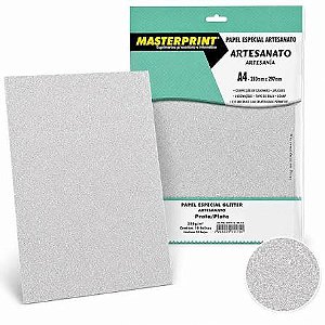 MP-PAPEL PRATA GLITTER/ARTESANATO 250G/M² A4 - 10FOLHAS DER 4