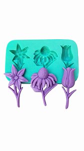Molde 3 Flores Decoração Pasta Artesanato