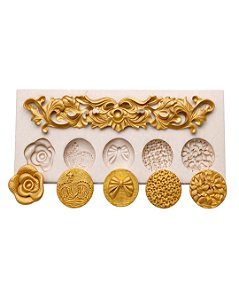 Molde Silicone Botão de Laço, flor e Presentes para Decoração de Bolos, Lembrancinhas, Pasta Americana.