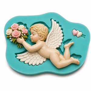 Molde Anjo Buquê Flor Amor Pasta Americana Decoração Artesanato