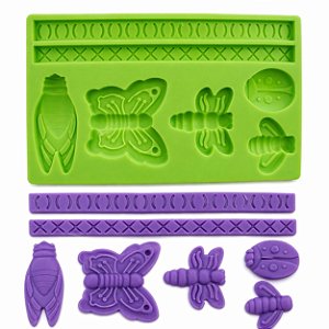 Molde Insetos Borboleta Mariposa Joaninha Pasta Americana Decoração