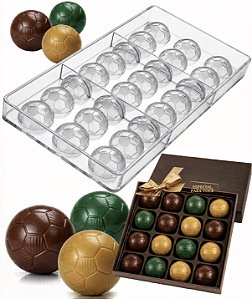 Forma em Poliestireno Mini Bola de Futebol 24 cavidades Bombom Chocolate Doce