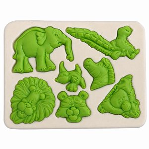 Molde de Animais Zoológico Leão Elefante Pasta Americana Artesanato