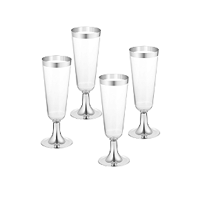 20 Taças de Champanhe Plástico de Luxo 150ml Natal Réveillon