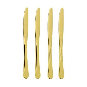 KIT 40 FACAS 19,6cm Descartáveis de Luxo em Plástico - Gold