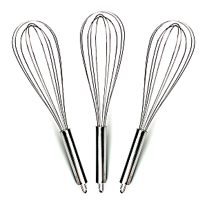 Kit 3 Batedores de Ovo em Aço Inox Reforçado Fouet 35cm
