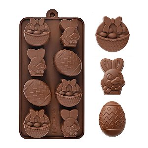 Forma Silicone Páscoa Ovo Coelhinhos Cestinhas Chocolate