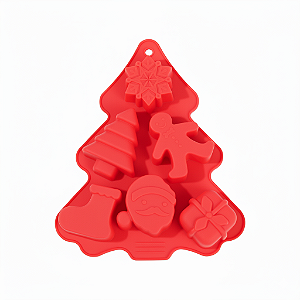 Forma Silicone Natalina Formato Árvore Boneco de gingerbread Papai Noel Presentes