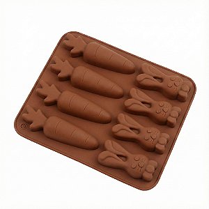 Forma Silicone Páscoa Chocolates Cenoura Coelho