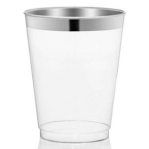 Kit 5 Copos 300ml Descartáveis De Luxo Em Plástico Prata