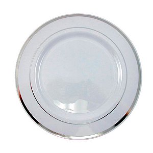 5 Pratos Sobremesa 19cm Descartáveis de Luxo em Plástico  Prata