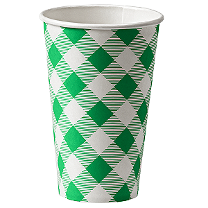 Kit 10 Copos 270ml Descartáveis de Luxo em Papel Para Festa Junina - Verde e Branco