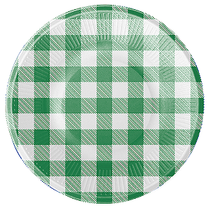 KIT 10 Pratos Sobremesa 18cm Papel Para Festa Junina - Verde e Branco