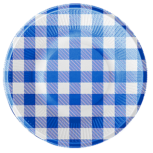 KIT 10 Pratos Sobremesa 18cm Papel Para Festa Junina - Azul e Branco