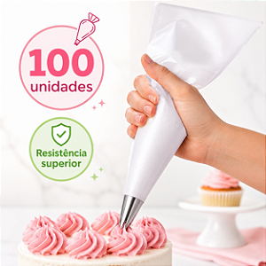 Saco/Manga de Confeitar Descartável Grande 38cm 100 Unidades