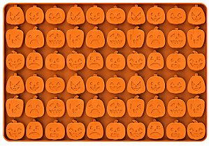 Forma de Silicone Halloween Abóbora 60 Cavidades Para Chocolate, Doces, Gelo e Confeitaria Festa