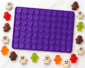 Forma De Silicone Halloween 70 Cavidades Mini Fantasma Para Chocolate E Doces