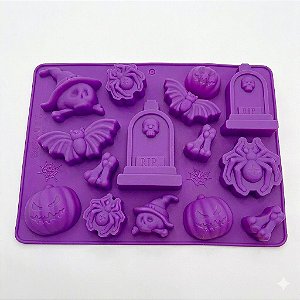 Forma de Silicone Halloween Full  Multiuso para Doces, Chocolates e Gelo