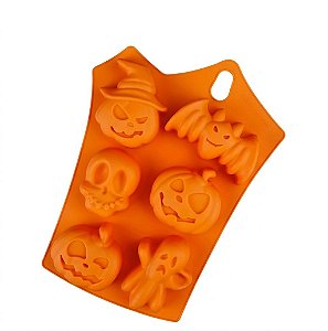 Forma de Silicone Halloween  p/ Chocolate Gelatina Gelo Bolo 6 Cavidades