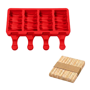 Forma de Silicone para Picolé e Sorvete - Modelo Twix