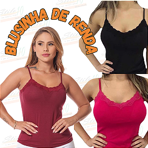 Blusinha de alça com renda e bojo