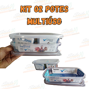 Kit 02 potes retangular multiúso