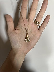 Colar Nossa Senhora Aparecida Pedraria duplaface
