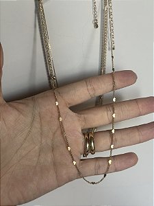 Pack com 3 colares dourados