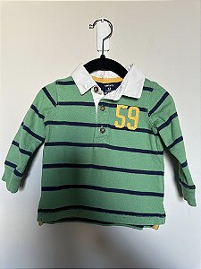 Camisa Polo Listrada verde Carters - 12 meses