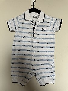 Homper polo branco e azul - 9-12 meses