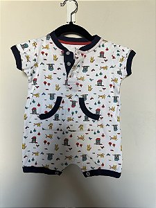 Homper Branco com azul marinho - 6 a 9 meses