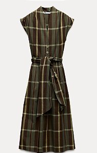 Vestido Zara xadrez de algodão P