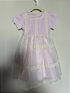 Vestido Rosa com bordados - 1/2 anos