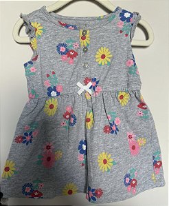 Vestido Algodão Cinza com flores - Carters 9M