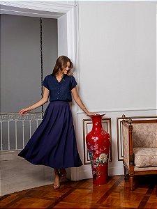 Saia de Pregas Caroline Azul (novos!)