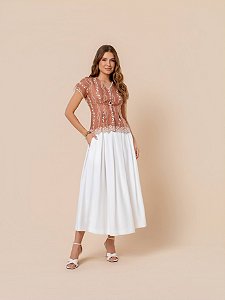 Saia de Pregas Caroline Off_White (novos!)