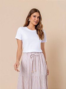 T-Shirt Gola Redonda - Off-White