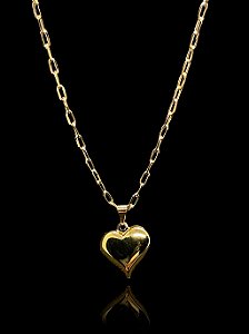 Corrente Elo Cartie 6mm com Pingente em formato de Coração Pontudo