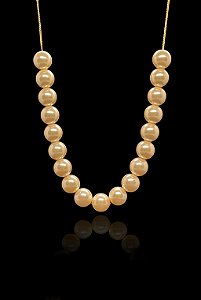 Gargantilha Metade com Pérolas 10mm e Metade Corrente. 40+5cm