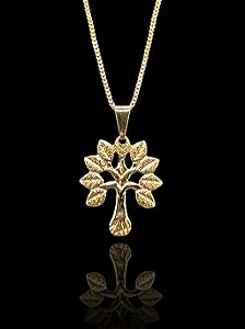 Corrente Rabo de Rato 1,2 mm - fecho tradicional - 50 cm - Com Pingente em formato de Árvore