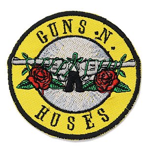 Patch Bordado Banda Guns and Roses 8x8cm