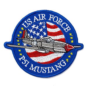 Patch Bordado Militar Avião US Air Force P51 Mustang 8x8cm